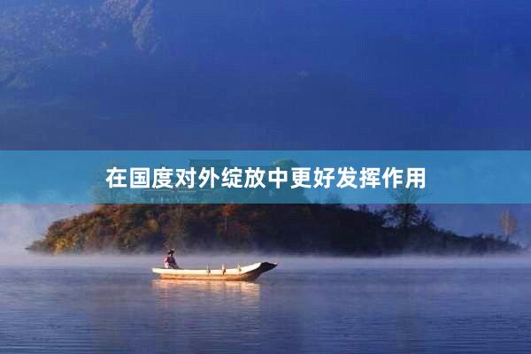 在国度对外绽放中更好发挥作用