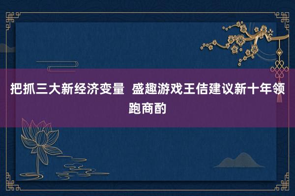 把抓三大新经济变量  盛趣游戏王佶建议新十年领跑商酌