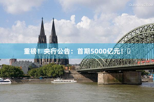重磅！央行公告：首期5000亿元！​
