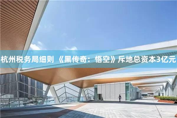 杭州税务局细则 《黑传奇：悟空》斥地总资本3亿元