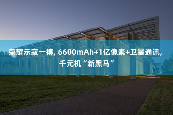 荣耀示寂一搏, 6600mAh+1亿像素+卫星通讯, 千元机“新黑马”